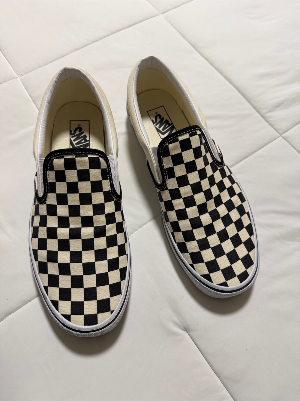 Vans Slip-On Checkerboard Sneakers - Black & White